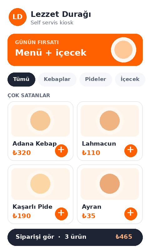 Kiosk menü ekranı